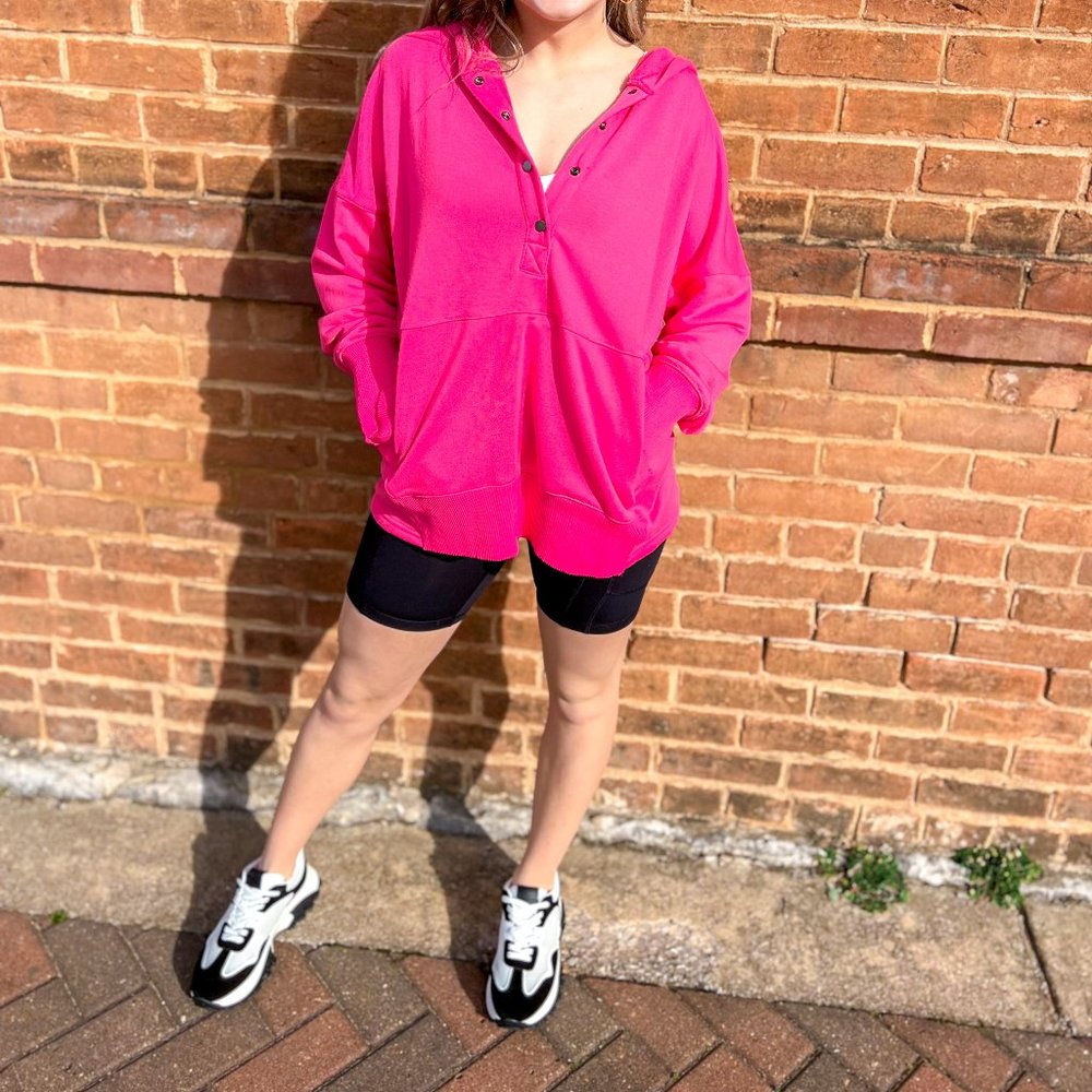 Oversized Button Front Hoodie
